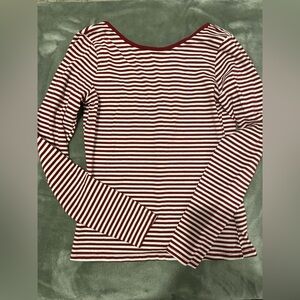 H&M Burgundy and White Striped Tee